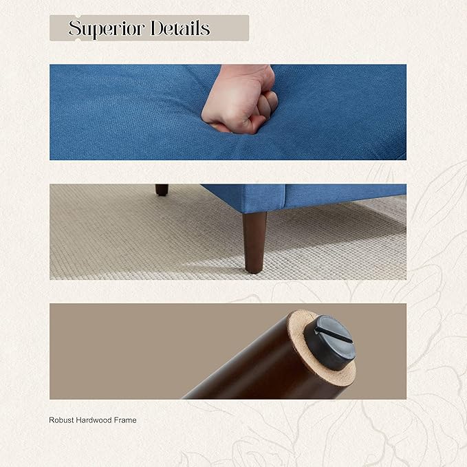 Mid-Century Accent Chair,Modern Linen Fabric Armchair for Living Room,Comfy Upholstered Reading Accent Chairs for Bedroom,Single Sofa Chair with Wood Legs (Blue, 2 Pack)-Ruum Studio Home
