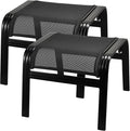 Patio Footstools Outdoor Foot Rest Aluminum Patio Ottomans Portable Seat Wicker Furniture Stackable Ottoman 2 Pieces Black-Ruum Studio Home