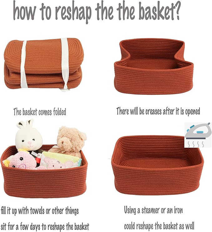 Small Woven Storage Baskets 13“X9”X5“ Decorative Rope Bins for Organizing Shelves, Closets, and Toys, Empty Gift Baskets, Cute Organizer Basket for Home and Office (rustic, Large)-Ruum Studio Home