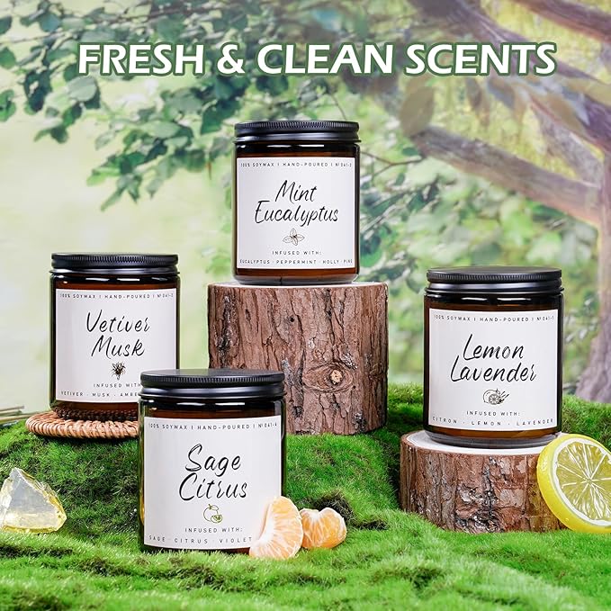 Auelife Scented Candle for Home | Vetiver Musk Candle | Aromatherapy Candles- Soy Candles for Home Scented, Gifts for Women Men, Vetiver Fragrance -7oz, Single-Wick Made with Soy Wax-Ruum Studio Home