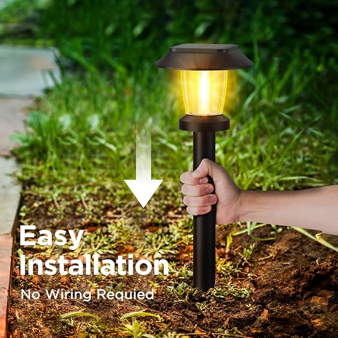 ALEPOD Solar Pathway Lights Outdoor - 12 Pack Solar Powered Garden Lights Waterproof, Decor Landscape Lighting with Three Lighting Modes for Yard, Lawn, Walkway, Driveway, Warm White-Ruum Studio Home