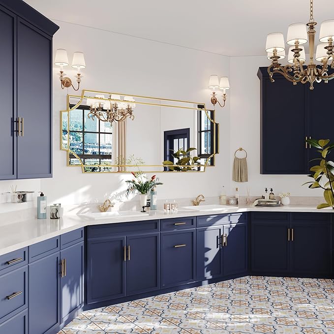 Kelly Miller Large Gold Full Length Mirror for Wall, 60"x30" Full Body Mirror Beveled Scalloped Modern Elegant Home Decor for Bedroom Living Room Bathroom Dressing Room Entryway Hallway-Ruum Studio Home