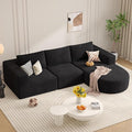 Modular Sectional Sofa with L-Shape Chaise,Cloud Sectional Modern Sleeper Couch with Deep Seat,Sponge Compression Sofas No Assembly Required(Black-Corduroy Fabric) 1PCS-Ruum Studio Home