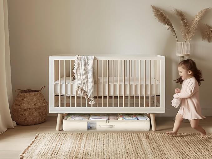 Under Bed Storage Containers with Window, Closet Organizers and Storage Bags, Foldable Underbed Storage Bags for Blankets, Clothing, Comforter, Linen Sheets, Wrapping Paper, 3 Pack, White Ivory-Ruum Studio Home