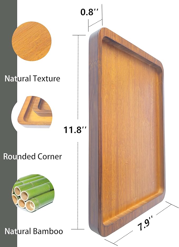 Bamboo Serving Tray – Two Sizes for Breakfast, Tea, Coffee & Snacks – Eco-Friendly Wooden Tray for Bed, Kitchen, Coffee Table, or Decorative Use-Ruum Studio Home