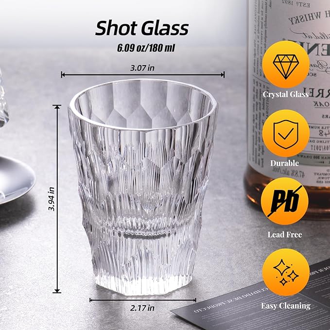 KAMMAK Crystal Whiskey Glasses Set of 2, Handcrafted 6.09oz Old Fashioned Glasses Stemless, Luxury Cocktail Glasses, Hand Blown Scotch Cup for Women, Men Gift for Rocks, Bourbon, Bar Barware-Ruum Studio Home