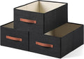 linen closet organizers and storage, 3 Pack Large Storage Baskets, Washable, Clothing Storage Bins with Handle, Closet Organizer for Storage Sweater,Sheets (Black, 18½"x13½"x8½")-Ruum Studio Home
