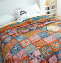 Christmas Cotton Throw Blanket for Couch Bed 60''x80'',Cotton Quilt Boho Throw Blanket Muslin Bed Travel Blanket Vintage Soft Cozy Checkered Blankets Gift for Women-Ruum Studio Home