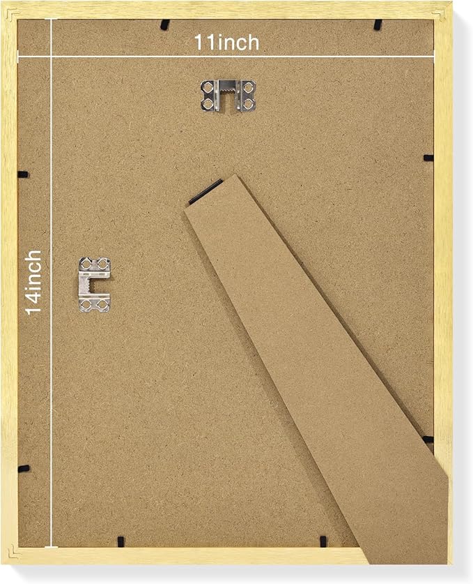 Vittanly 11x14 Picture Frames Set of 9, Shatter Resistant Plexiglass, Display 8x10 Pictures with Mat or 11x14 without Mat, Photo Frames for Wall or Tabletop, Engineered Wood, Gold-Ruum Studio Home