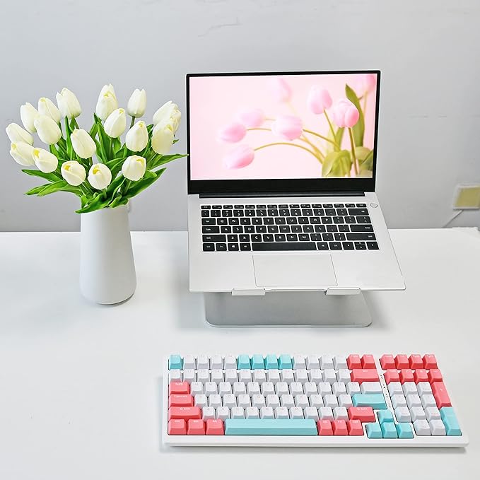 Mandy's Artificial Tulips 20 Stems Cream PU Faux Flowers for Wedding Home Decor 13.5 Inch-Ruum Studio Home