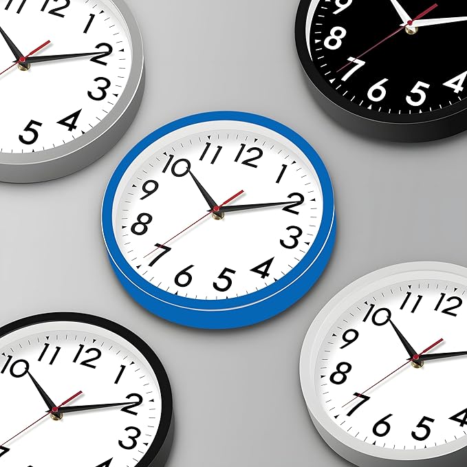 Wall Clock Small Analog 8 Inch Silent Non Ticking Battery Operated Modern Simple Decorative for Kitchen Office Bedroom Bathroom Living Room(Blue)-Ruum Studio Home