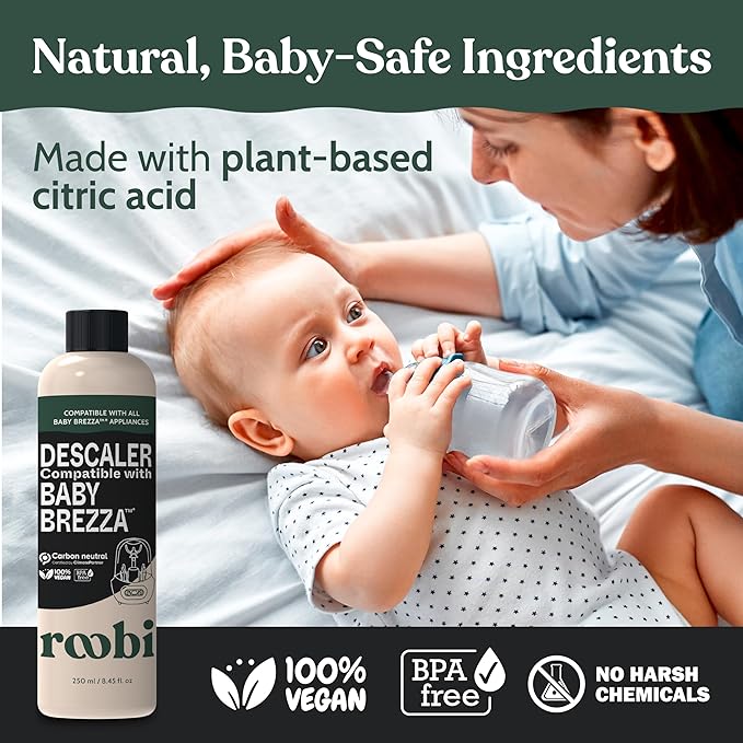 Roobi Descaling Solution Compatible with Baby Brezza. Specially Formulated to Clean & Descale Baby Appliances. Up to 2 Uses per Bottle, 2 Pack. Carbon Neutral.-Ruum Studio Home