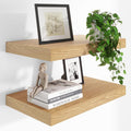 Heimlove 24 x 12 Inch Deep Floating Shelves Wall Mounted with Invisible Brackets,Storage Hanging Shelf for Wall Decor in Bathroom, Bedroom, Toilet, Kitchen, Living Room, Office Set of 2 (Oak)-Ruum Studio Home