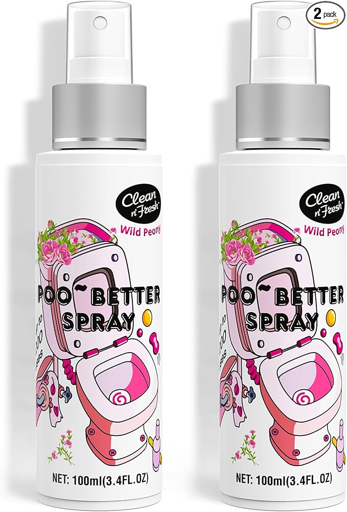 Clean-n-Fresh Toilet Spray, Wild Peony Scent, Bathroom Odor Eliminator & Air Freshener For Room, Trash Cans, Shoes, Fabrics, 3.4 Fl Oz(2 Pack)-Ruum Studio Home