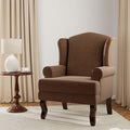 Accent Chair, High Back Upholstered Armchair with High Resilience Sponge & Wood Legs, Mid-Century Modern Comfy Single Sofa Reading Chairs for Living Room, Bedroom (Brown, Set of 1)-Ruum Studio Home