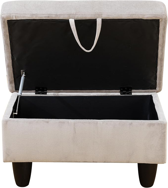 Ottoman Rectangular Storage Ottoman Bench, Footrest Stool Footstool with Lid for Living Room, Bedroom, Entryway, Brown, 28.5"x19"x17.5"-Ruum Studio Home