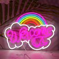 LISIGNVE Rainbow Welcome Neon Sign Cloud Light Up Sign Welcome Led Sign Rainbow Neon Light with USB for Bedroom Wedding Party School Business Wall Decor (16.5”*12.6”)-Ruum Studio Home