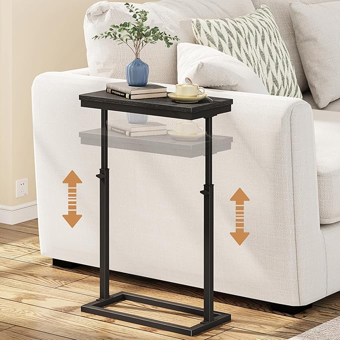 TUTOTAK End Table, Side Table, Tall Couch Table, Sofa Table, Living Room, Bedroom, Black TB01BK083-Ruum Studio Home