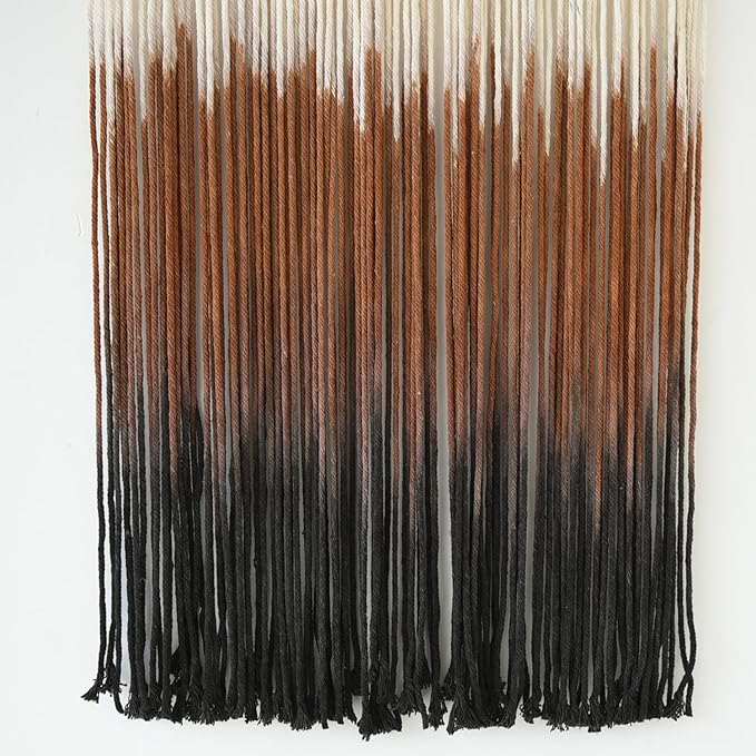 Macrame Wall Hanging Brown Boho Hand Woven Tassel Yarn Tapestry Wall Art for Living Room Bedroom Fiber Art 15''W*43''L-Ruum Studio Home