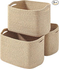 Decorative Storage Baskets for Organizing Shelves, Toy Basket for Nursery, Woven Cotton Rope Baskets for Decor, Towel Basket for Bathroom, 15"x11"x9.5", 3 Packs, Brown-Ruum Studio Home