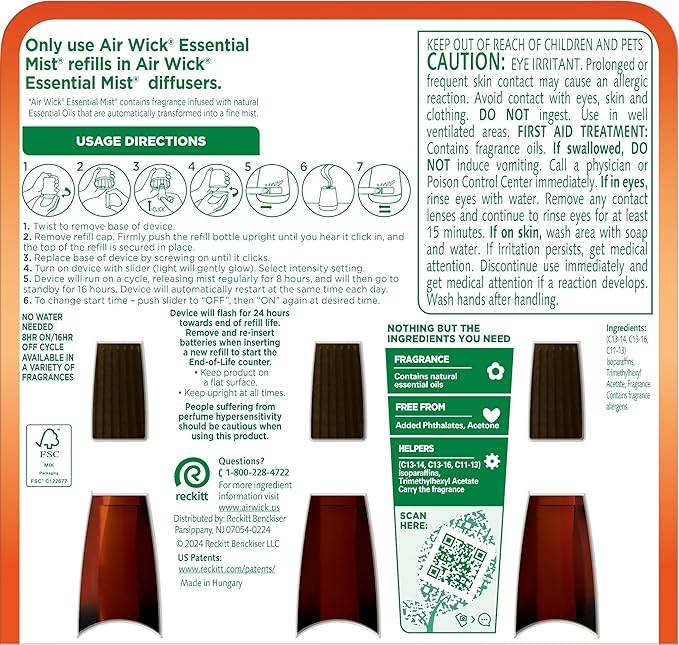 AIR WICK Essential Mist - Triple Refill Hawaii Exotic Papaya & Hibiscus Flower (3X.67) oz.-Ruum Studio Home