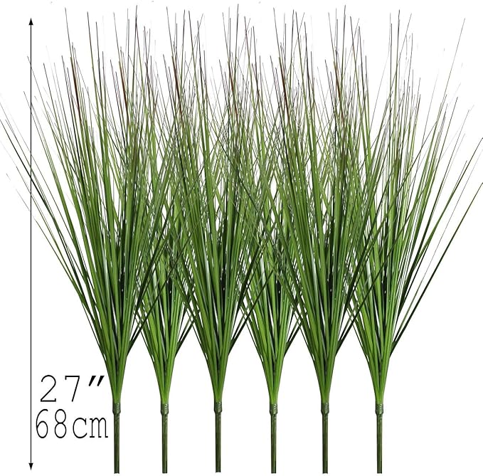 27" Artificial Plants Onion Grass Greenery Faux Fake Shrubs Plant Flowers Wheat Grass for House Home Indoor Outdoor Office Room Gardening Indoor Décor 6 Pack-Ruum Studio Home
