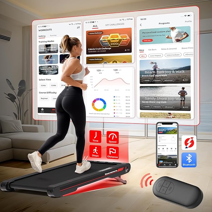Walking Vibration Pad,Under Desk Treadmills for Home,4 in 1 Vibration Plate Exercise Machine,Portable Walking Pad with APP,350 Lb Capacity Multifunctional Treadmill Pro Max-Ruum Studio Home