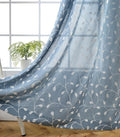 MIUCO Floral Embroidered Semi Sheer Curtains Faux Linen Grommet Window Curtain for Living Room 52 x 84 Inch 2 Panels, Dusty Blue-Ruum Studio Home