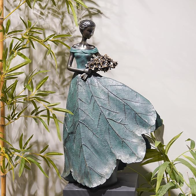 Guichifun Fairy Statue Collection Home Decoration - 22IN Leaf Angel Girls Resin Large Home Decor for Outside or Inside Rustic Garden Outdoor Yard Fantasy Figurines Gift 13.75 x 8.75 x 22 Inch-Ruum Studio Home