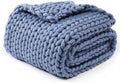 YnM Chunky Throw Blanket, Medium-Weight, Hand Knitted, Skin Friendly, Ventilated and Breathable, Machine Washable, Home Décor Piece for Couch, Sofa and Bed (Cerulean Blue, 60x80 Inch)-Ruum Studio Home