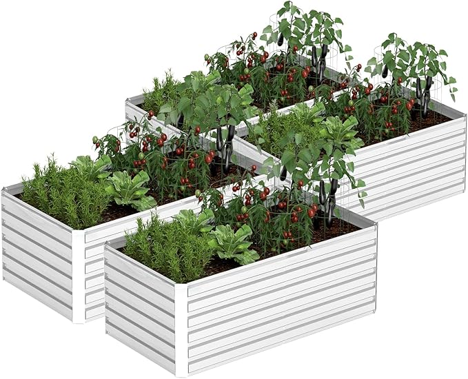 6x3x2 ft Raised Garden Bed, Large Metal Planter Raised Beds, Planters for Outdoor Plants for Vegetables, Flowers, Herbs, Fruits, and Succulents.(4 Pcs)-Ruum Studio Home