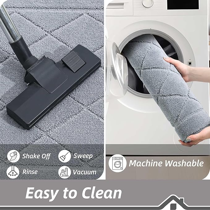 BEQHAUSE Dirt Trapper Door Mat 32" x 48", Doormat Non-Slip Entryway Rugs Washable, Dog Door Mat Stain Resistant and Absorbent Welcome Floor Mat for Front Back Door, Muddy Wet Shoes & Paws, Grey-Ruum Studio Home