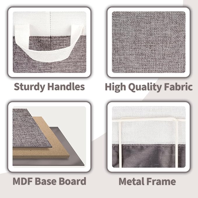 GRANNY SAYS Storage Baskets for Shelves, Closet Organizer Bins, Clothes Storage Bins with Metal Frame, Large Baskets for Organizing and Storage, Collapsible, Gray&White, 2-Pack-Ruum Studio Home