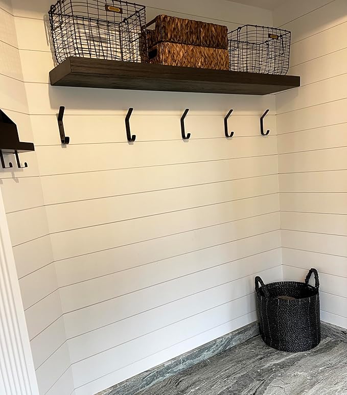 Joel's Antiques - 48 Inch Wooden Floating Shelves for Wall - 48x8x2 Inches - Made of Natural Wood - Long Heavy Duty Wall Shelves - Made in USA - Perfect for Living Room, Kitchen - Black-Ruum Studio Home