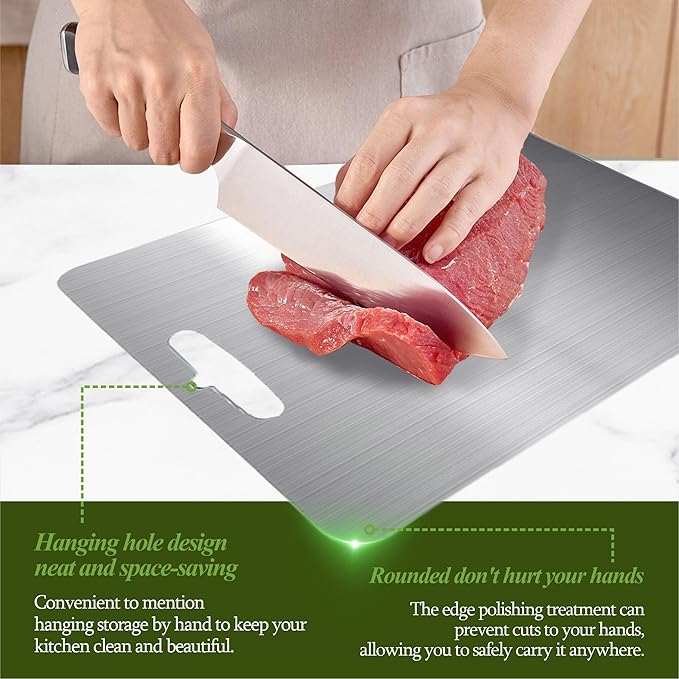 Titanium Cutting Board, 100% Pure Titanium Cutting Boards for Kitchen, Double Sided Food-Grade, Dishwasher Safe Chopping Board for Cutting Meat Vegetable Fruit (11.5"L x 8"W)-Ruum Studio Home