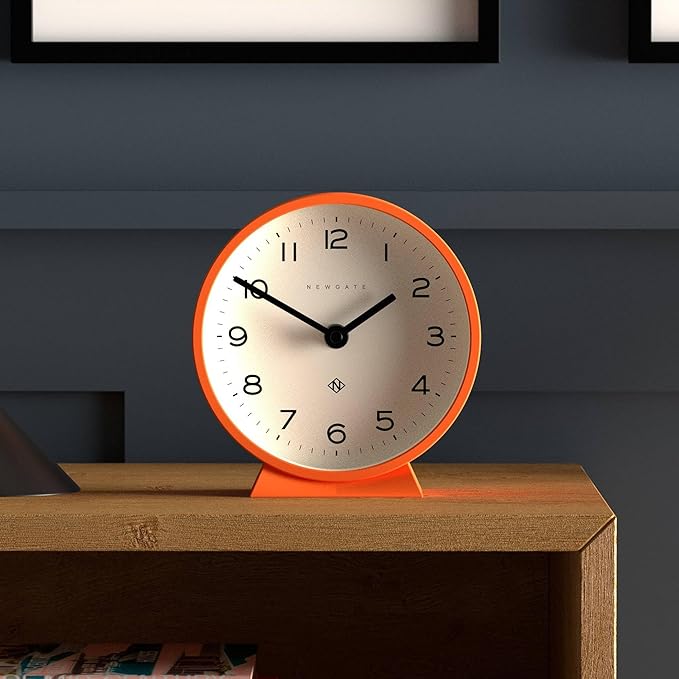 NEWGATE® M Mantel Echo Desk Clock | Modern Round Design | Pumpkin Orange | Easy to Read Numbers | Contemporary Style for Desk, Table, Shelf or Bedside-Ruum Studio Home