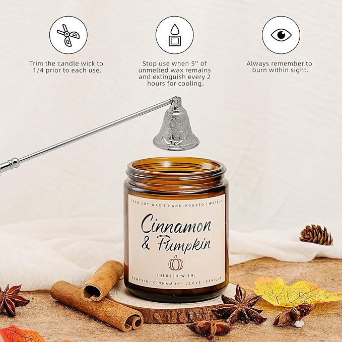 Cinnamon & Pumpkin Scented Candle – Fall Candles for Home Scented, Soy Candles for Home, 7 oz Cozy Pumpkin Candle for Women & Men, Autumn Décor & Holiday Gifts-Ruum Studio Home