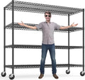 REIBII 75.6" H Storage Shelves Wire Shelving Unit with Wheels 2500LBS Garage Shelving Heavy Duty Metal Shelves for Storage Rack Adjustable Pantry Shelf Commercial Shelving, 75.6" H X 55.5''W X 24" D-Ruum Studio Home