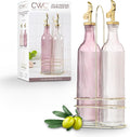 COOK WITH COLOR Glass Olive Oil Bottle Dispenser - 2 Pack- 17oz Oil and Vinegar Cruet - Olive Oil Carafe Decanter for Kitchen-Ruum Studio Home