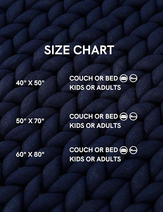 YnM Chunky Throw Blanket, Medium-Weight, Hand Knitted, Skin Friendly, Ventilated and Breathable, Machine Washable, Home Décor Piece for Couch, Sofa and Bed (Indigo Blue, 40x50 Inch)-Ruum Studio Home