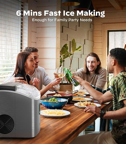 Silonn Nugget Ice Maker Countertop, Pellet Ice Machine with Self-Cleaning Function, Sonic Ice Maker Produces 33lbs of Chewable Ice in 24 Hours, Ideal for Home Kitchen and Office, Stainless Steel-Ruum Studio Home
