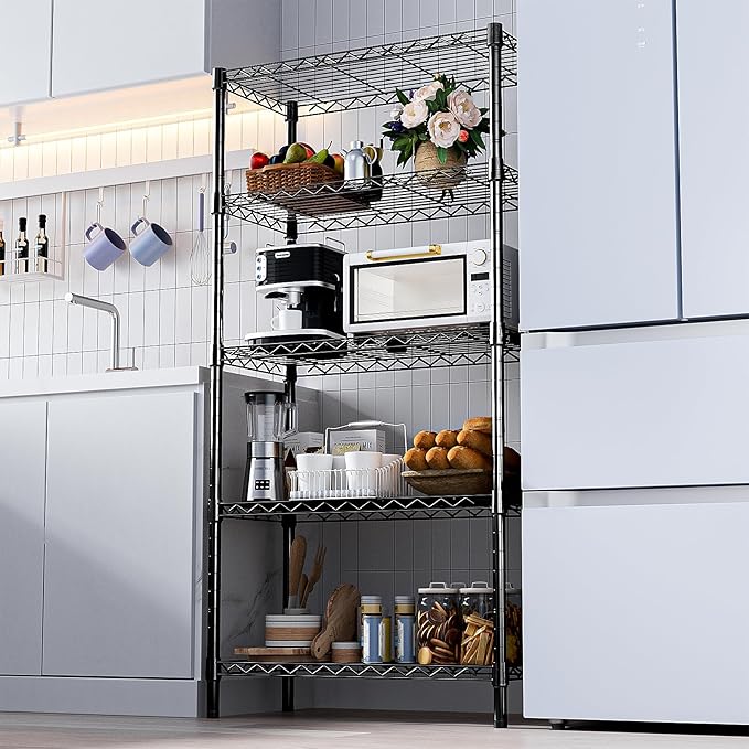 1250 lbs Storage Shelving Utility Shelving Unit 5-Tier Utility Shelving Unit Steel Organizer Wire Rack for Home,Kitchen,Office (13.7" D x 23.6" W x 62.4" H)-Ruum Studio Home