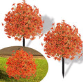 Set of 2 Artificial Fall Topiary Ball Flowers for Outdoor Decoration with Spike 20", UV Resistant Fake Autumn Floral Shrubs, Realistic Faux Bushes Plants for Garden,Yard,Porch and Patio Decor-Ruum Studio Home