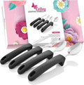 Adaptive Eating Utensils by Celley for Elderly, Handicapped | 4pc Easy Grip Silverware Stainless Steel Knife, Fork, 2 Spoons – (Black)-Ruum Studio Home