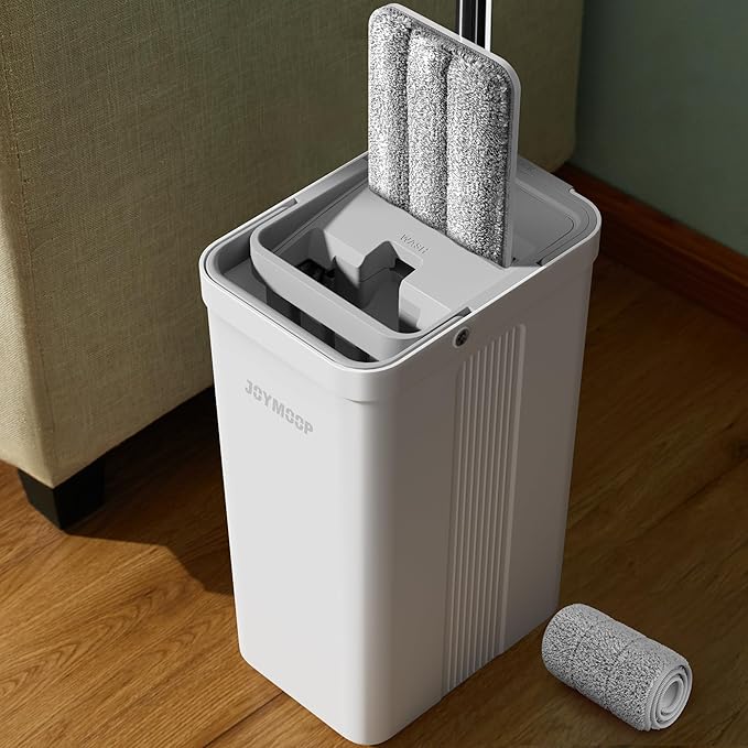 JOYMOOP Hands-Free Self-Cleaning Microfiber Mop and Bucket with Wringer Set for Home, Mops for Floor Cleaning and Wall Cleaner, Hardwood, Tile, Laminate, Vinyl Floors, Smooth Walls, and Glass Windows-Ruum Studio Home