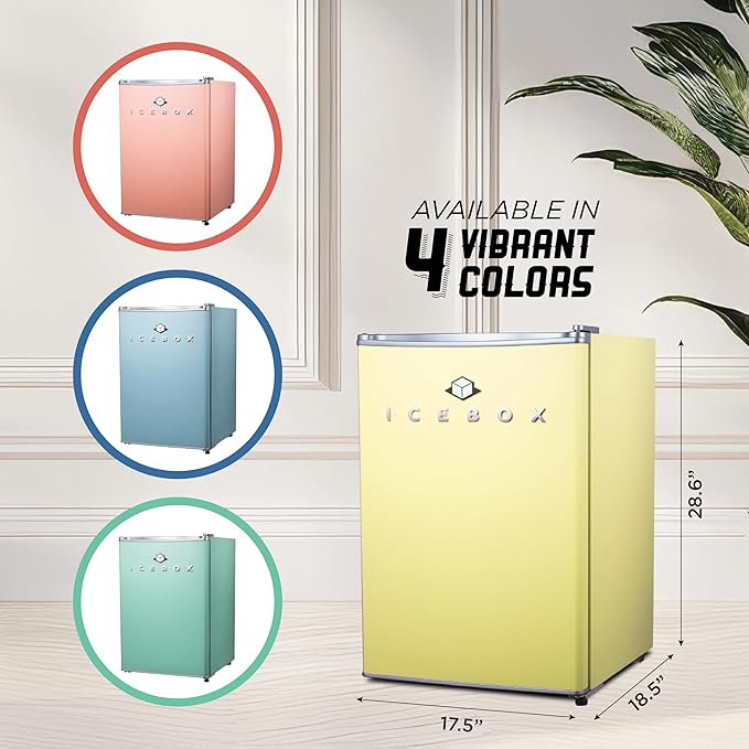 2.5 Cu. Ft. Compact Refrigerator, ENERGY STAR Certified Small Refrigerator, Single Door Mini Fridge with Freezer, R600a Refrigerant, IBCR25SUN , Sun Yellow-Ruum Studio Home