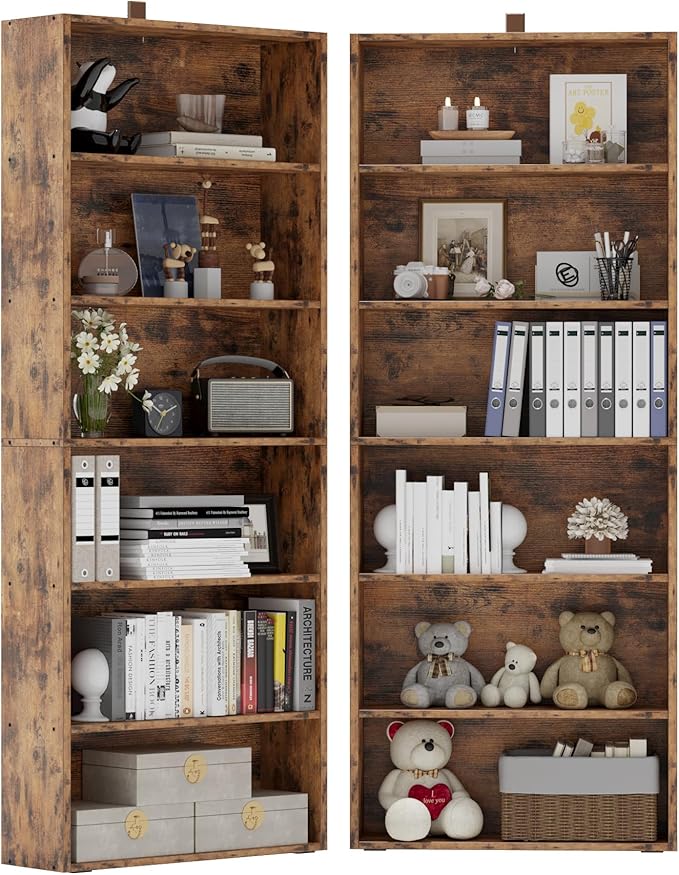IRONCK Bookshelves and Bookcases Set of 2 Floor Standing 6 Tiers Display Storage Shelves 70 in Tall Bookcase Home Decor Furniture for Home Office, Living Room, Bed Room-Ruum Studio Home