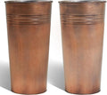 KOL 25'' Tall Galvanized Steel Planter Pot with Water Level Indicator - 2-Pack Self Watering Planters Flower Pot for Plants - Round Powder Metal Planter Box - Indoor Outdoor Grande Plant - Bronze-Ruum Studio Home