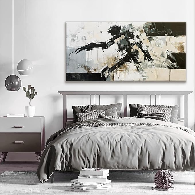 TAIJXAGSG Large Wall Art For Living Room Cool Robot Modern Minimalist Abstract Wall Art Canvas Painting Prints Black White Canvas Art Wall Decor Picture For Bedroom Office Home Wall Decor 29"X58"-Ruum Studio Home