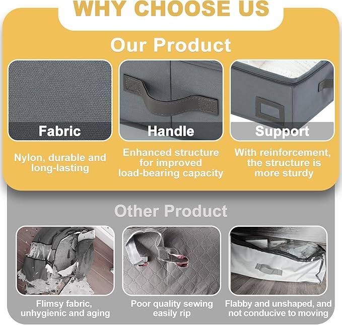 6-Inch Under Bed Organizer, Under Bed Storage Container, Under Crib/Couch Storage, Underbed Storage Box for Seasonal Clothing, Sweaters, Shoes, Blankets, Wrapping Paper & Toys 33" L×17" W×6" H-Ruum Studio Home